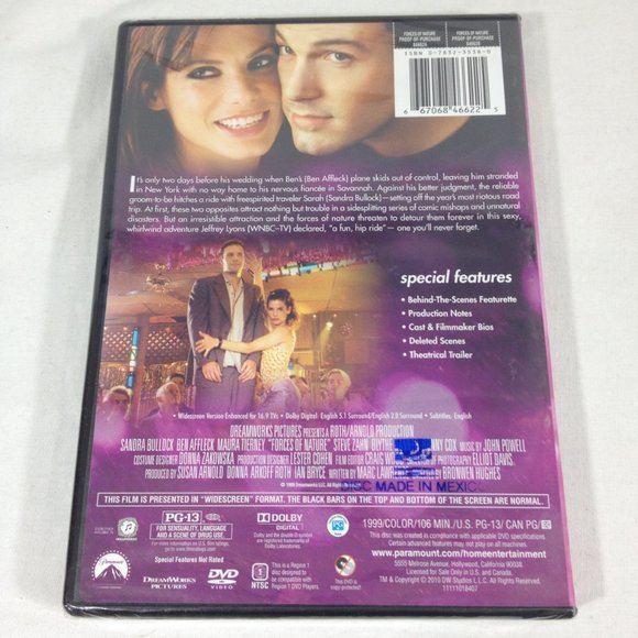 Forces of Nature - 1999 - Sandra Bullock - Widescreen- Sealed -DVD - New - Picture 2 of 3